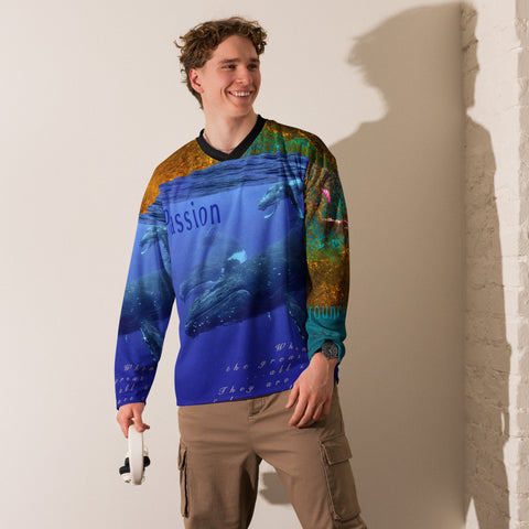 Whales & Baby Turtle LS Hockey style Jersey