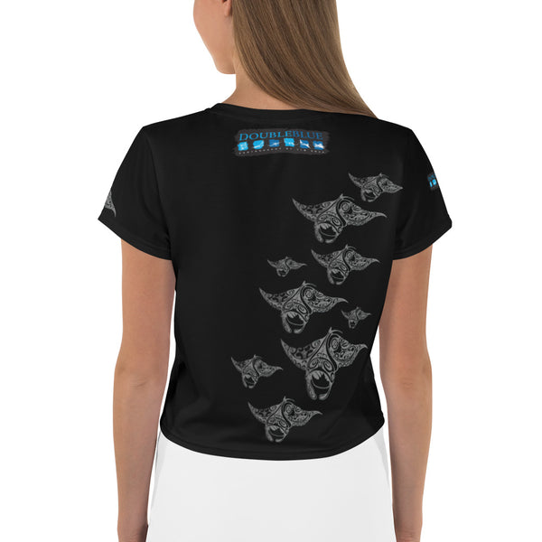 Tim Rock's DoubleBlue Logo All-Over Print Crop Tee
