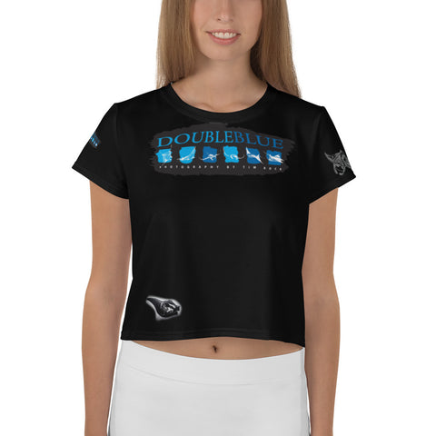 Tim Rock's DoubleBlue Logo All-Over Print Crop Tee