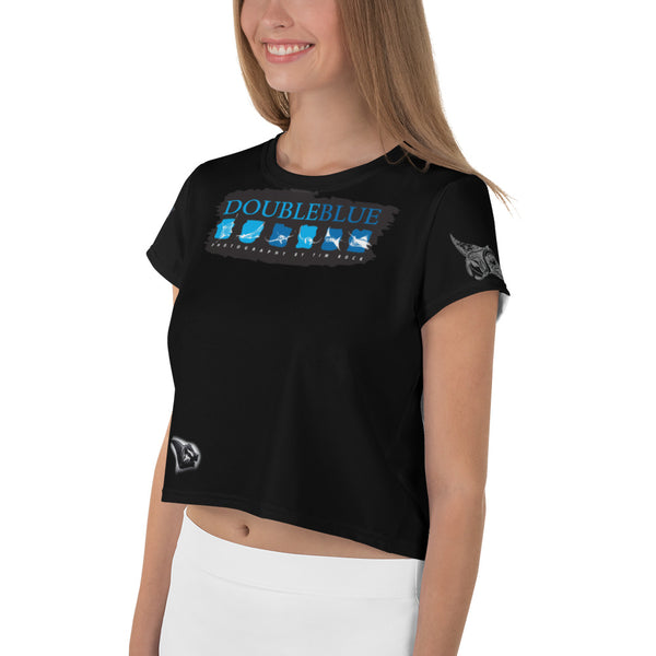 Tim Rock's DoubleBlue Logo All-Over Print Crop Tee