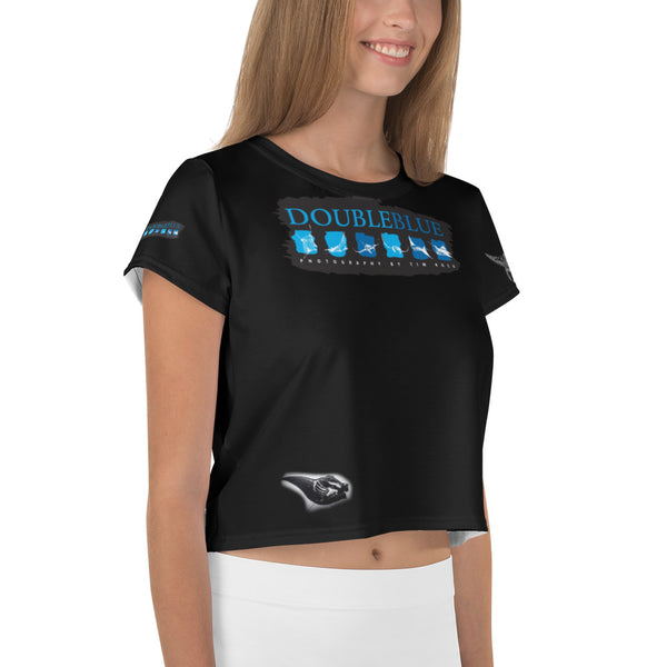 Tim Rock's DoubleBlue Logo All-Over Print Crop Tee