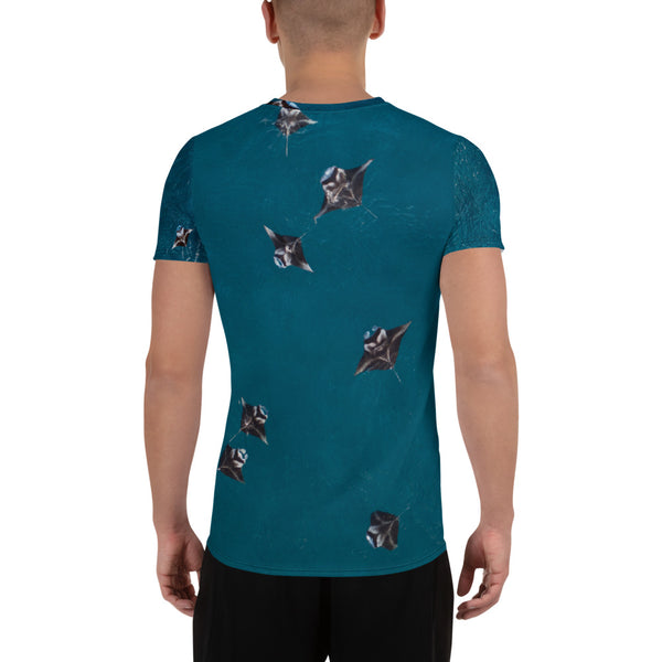 Hey, Hey Manta Ray All-Over Print Men's Athletic T-shirt