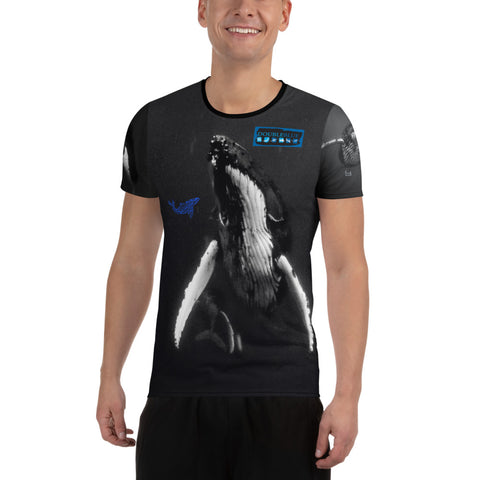 Double Blue Whales All-Over Print Men's Athletic T-shirt