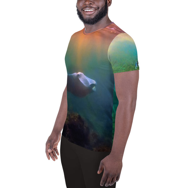 Sunset Mantas All-Over Print Men's Athletic T-shirt