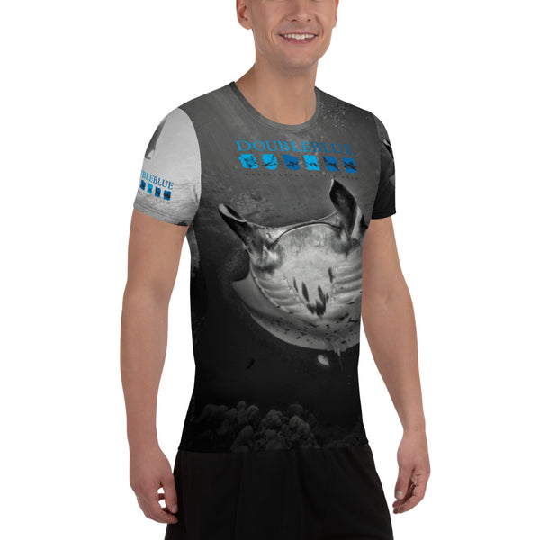 Manta Rays in Yap DoubleBlue All-Over Print Men's Athletic T-shirt