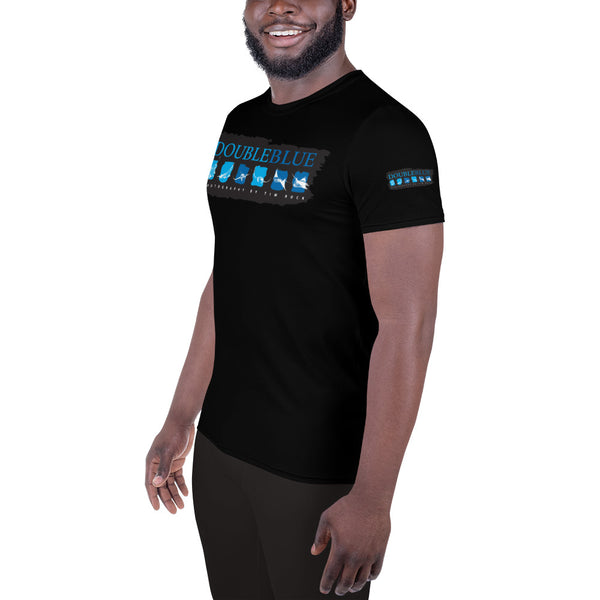 Double Blue Logo All-Over Print Men's Athletic T-shirt