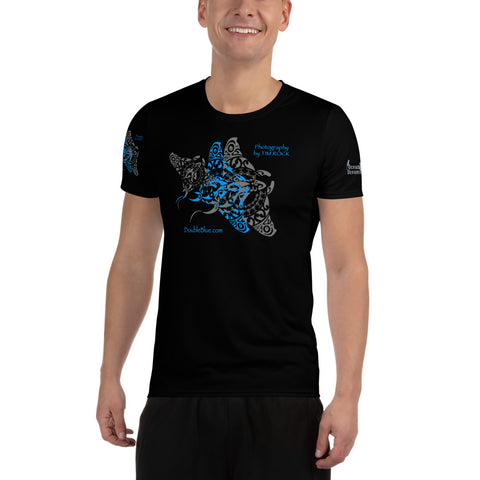 Double Blue Tattoo Black All-Over Print Men's Athletic T-shirt