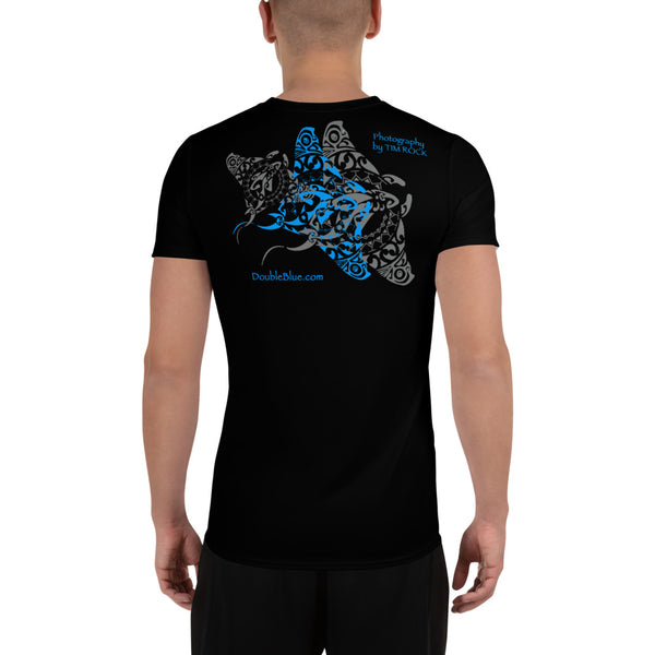 Double Blue Tattoo Black All-Over Print Men's Athletic T-shirt