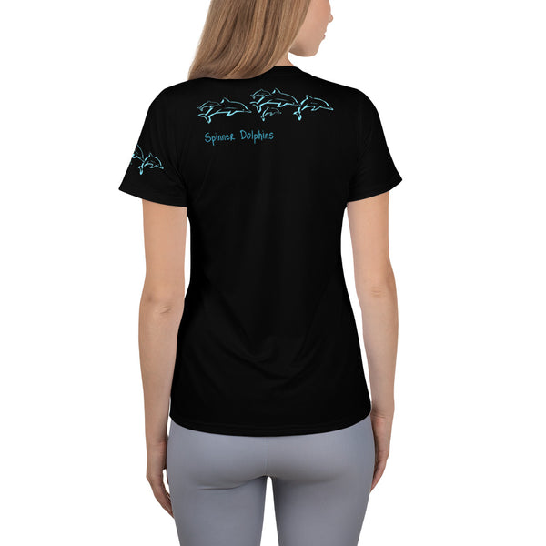 Spinner Dolphins Celebration All-Over Print Women's Athletic T-shirt