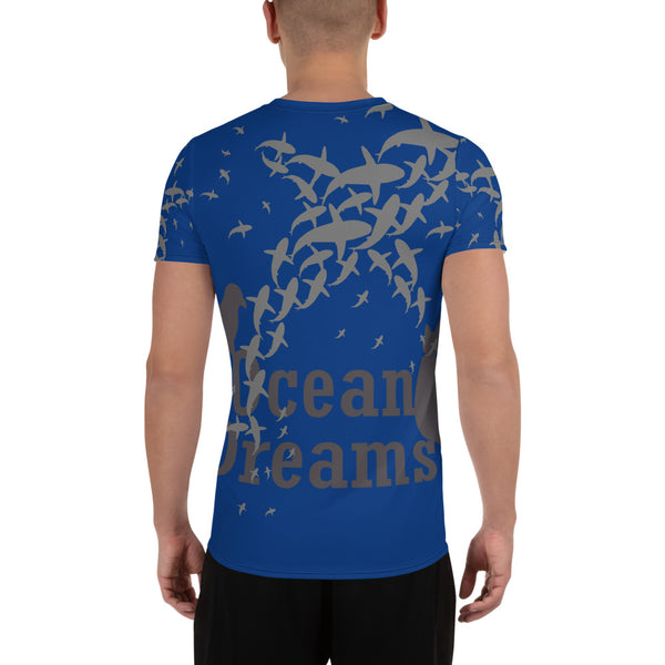 Crazy Sharks All-Over Print Men's Athletic T-shirt