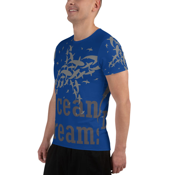 Crazy Sharks All-Over Print Men's Athletic T-shirt