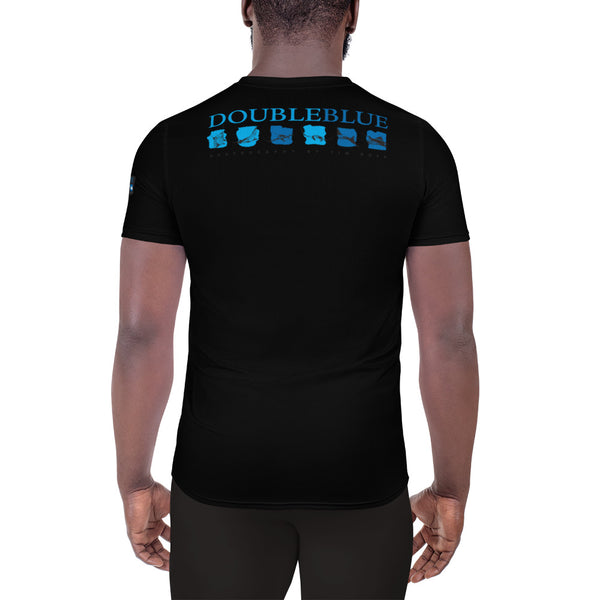 Double Blue Logo All-Over Print Men's Athletic T-shirt