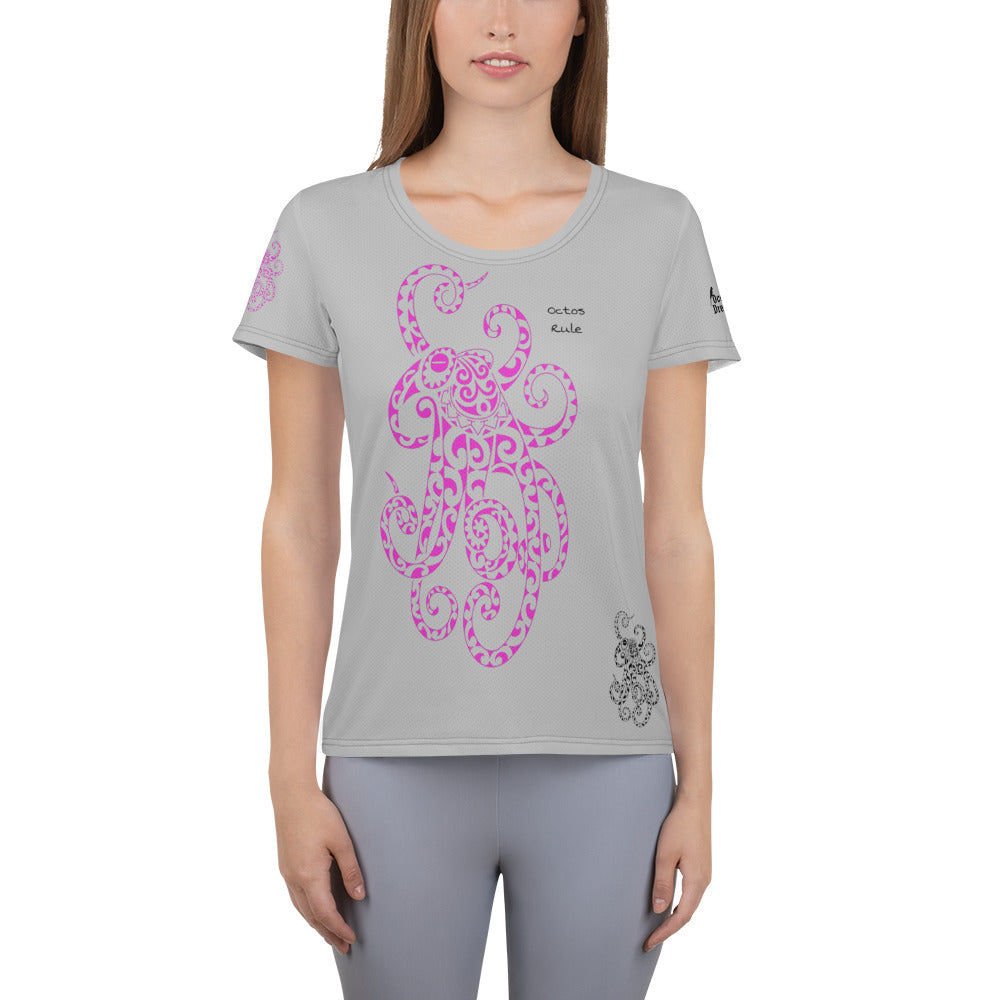 Octos Rule Light Gray All-Over Print Women's Athletic T-shirt