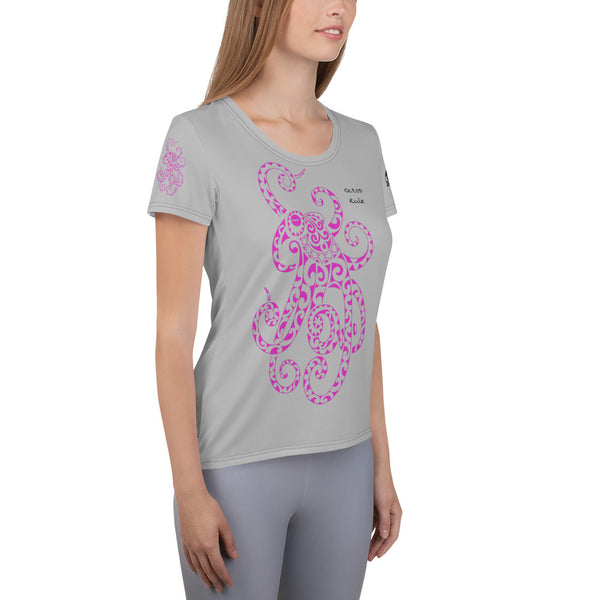 Octos Rule Light Gray All-Over Print Women's Athletic T-shirt