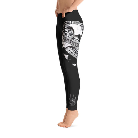 Yap Tribal Manta Tattoo Design Leggings by Leo Pugram