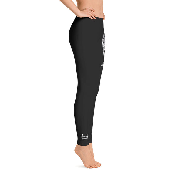 Yap Tribal Manta Tattoo Design Leggings by Leo Pugram