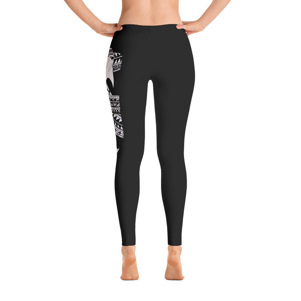 Yap Tribal Manta Tattoo Design Leggings by Leo Pugram