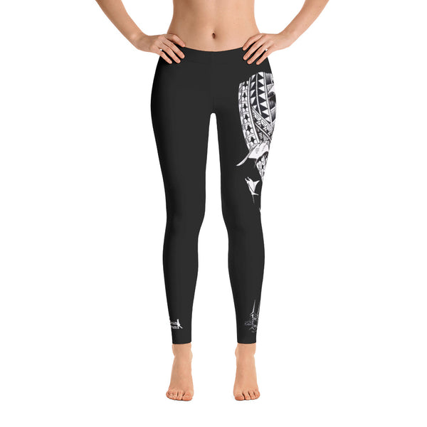 Yap Tribal Manta Tattoo Design Leggings by Leo Pugram