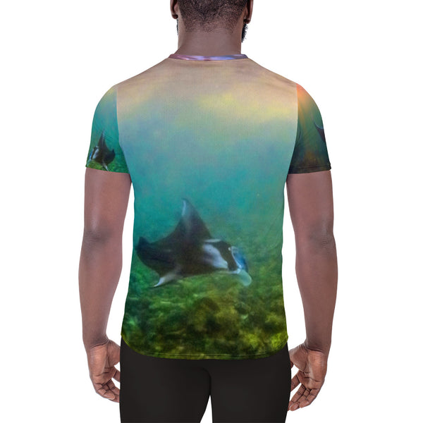 Sunset Mantas All-Over Print Men's Athletic T-shirt