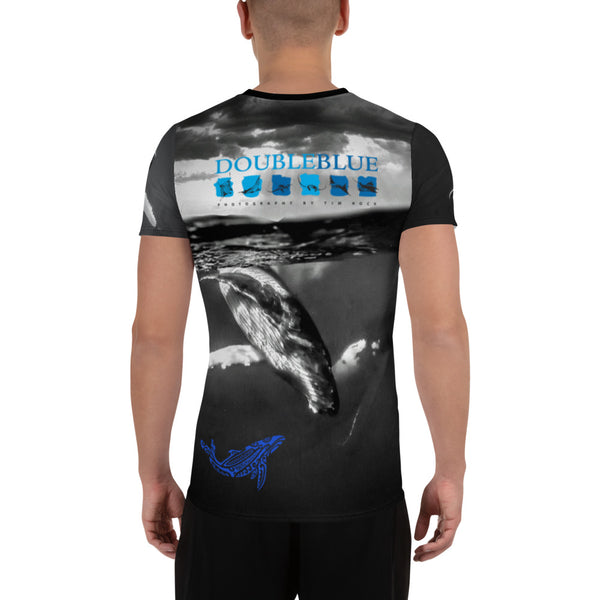 Double Blue Whales All-Over Print Men's Athletic T-shirt
