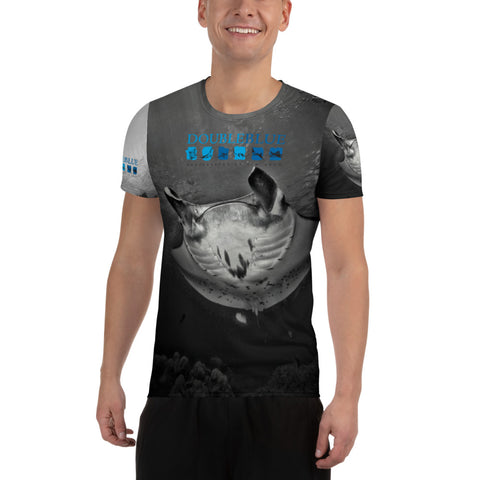 Manta Rays in Yap DoubleBlue All-Over Print Men's Athletic T-shirt