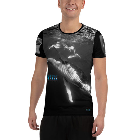 Mother & Calf Double Blue Images All-Over Print Men's Athletic T-shirt
