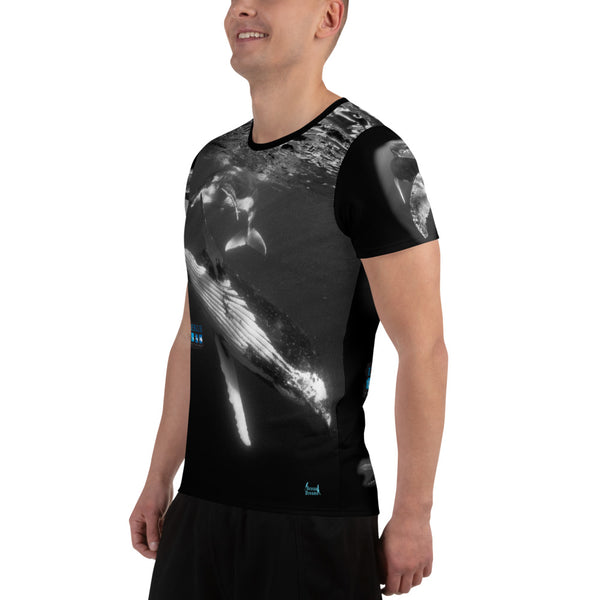 Mother & Calf Double Blue Images All-Over Print Men's Athletic T-shirt