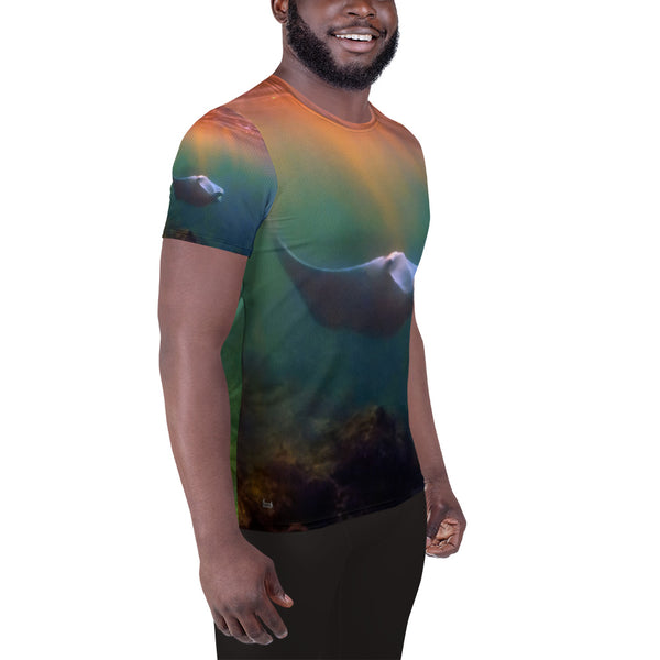 Sunset Mantas All-Over Print Men's Athletic T-shirt