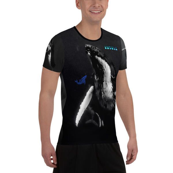 Double Blue Whales All-Over Print Men's Athletic T-shirt