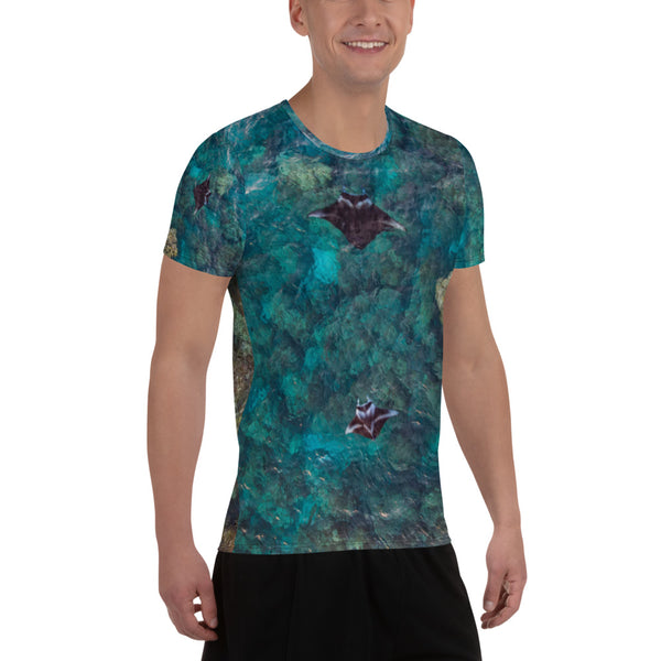 Mantas in the Reef All-Over Print Men's Athletic T-shirt