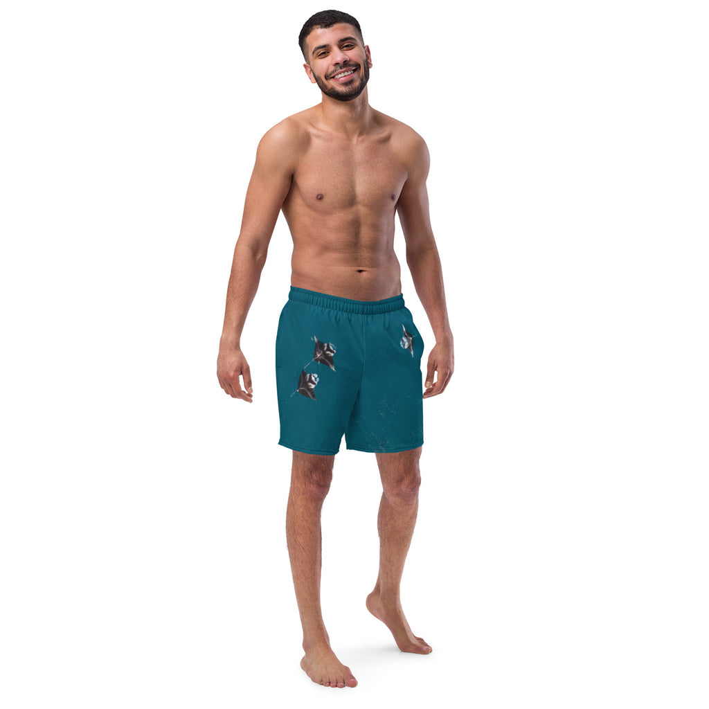 Manta Rays from Above Men's swim trunks