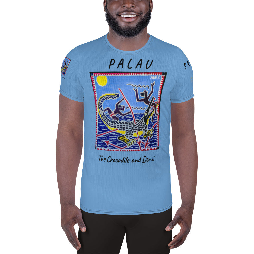 Palau Legends - The Crocodile and Demei - All-Over Print Men's Athletic T-shirt