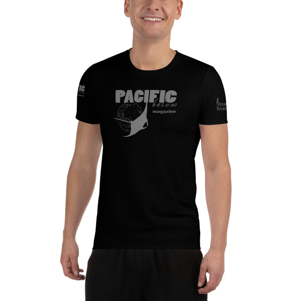 Pacific Below Magazine Logo All-Over Print Men's Athletic T-shirt
