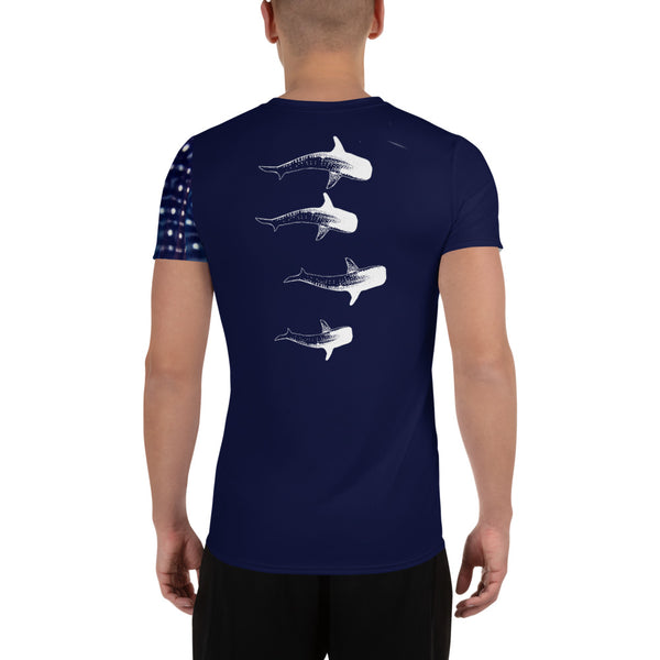 Whale Shark Parade All-Over Print Men's Athletic T-shirt