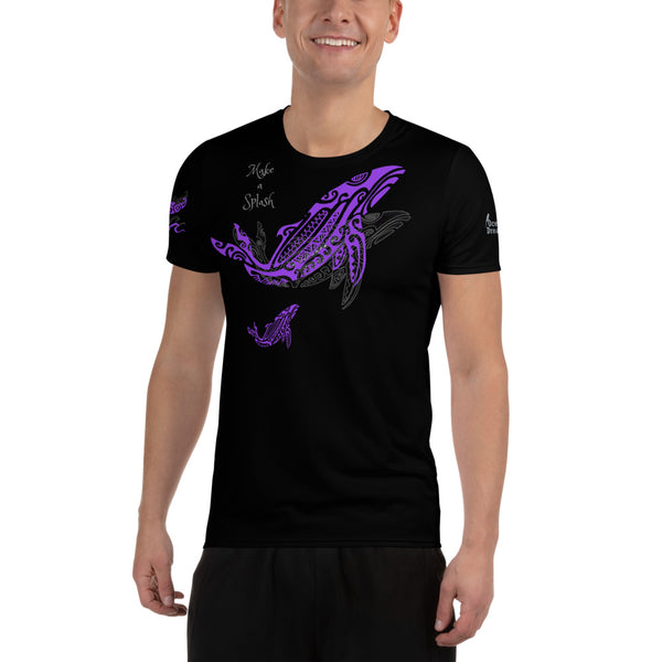 Make a Splash Humpback Whale All-Over Print Men's MaxDri Athletic T-shirt