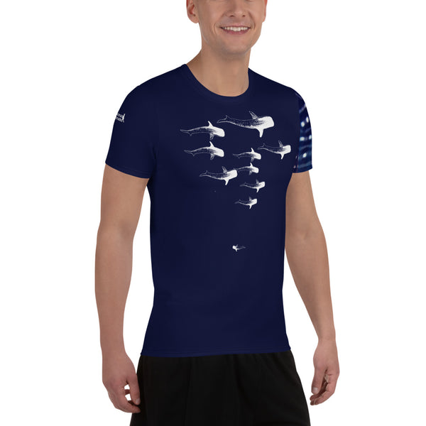 Whale Shark Parade All-Over Print Men's Athletic T-shirt