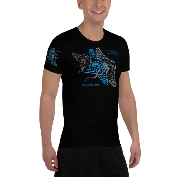 Double Blue Tattoo Black All-Over Print Men's Athletic T-shirt