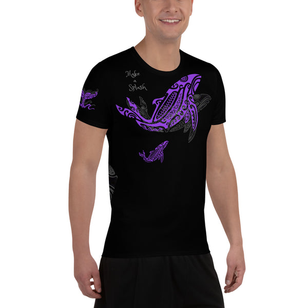 Make a Splash Humpback Whale All-Over Print Men's MaxDri Athletic T-shirt
