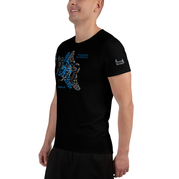 Double Blue Tattoo Black All-Over Print Men's Athletic T-shirt