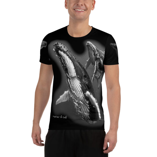 Mother & Calf Humpbacks All-Over Print Men's Athletic T-shirt