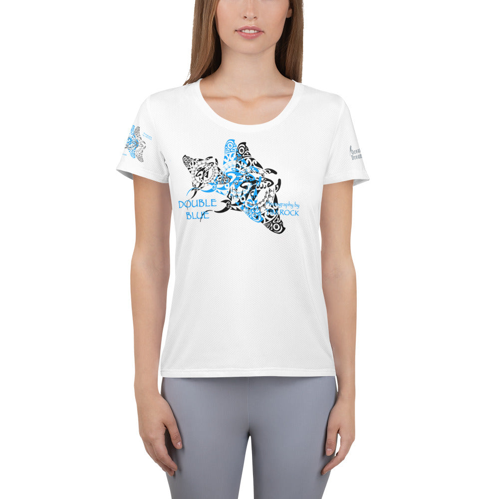 Double Blue Tattoo design All-Over Print Women's Athletic T-shirt