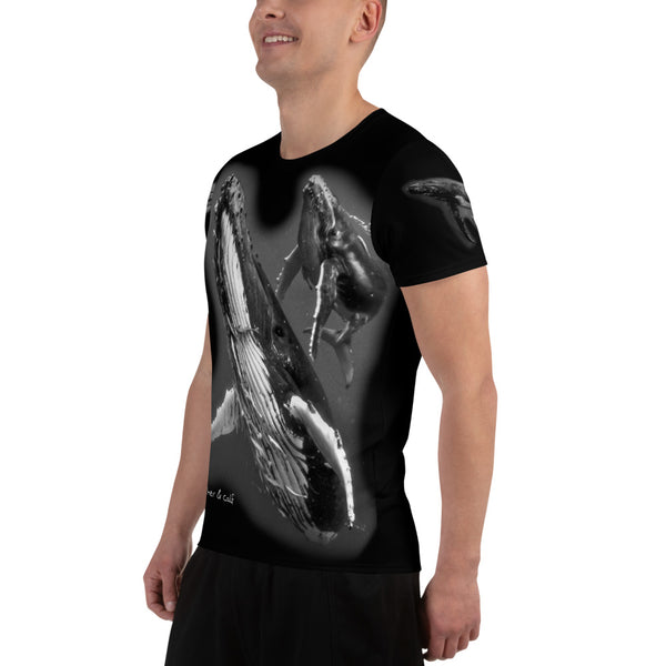 Mother & Calf Humpbacks All-Over Print Men's Athletic T-shirt
