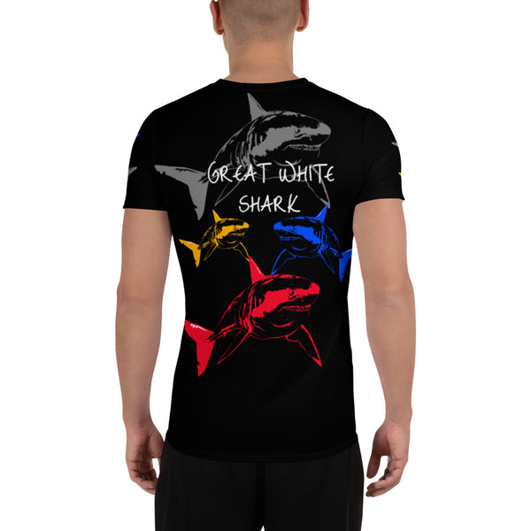 TGIF Great White Shark All-Over Print Men's Athletic T-shirt