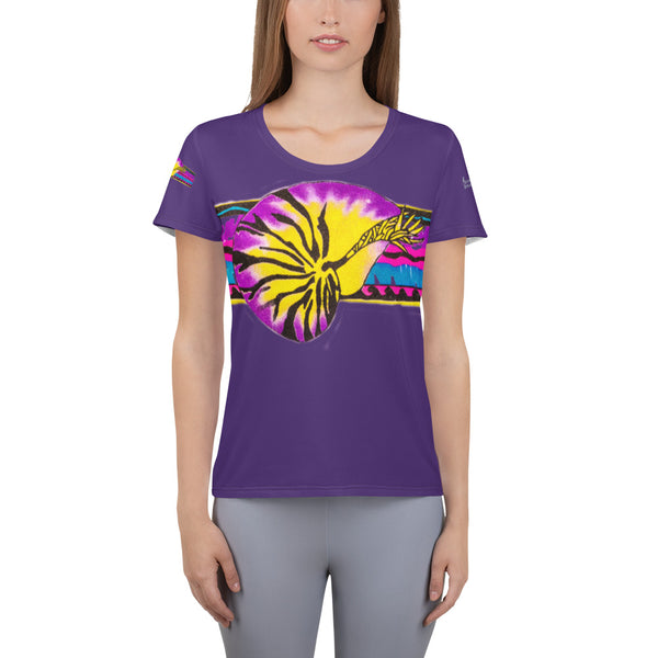 Micronesian Nautilus Thatch Design Ladies All-Over Print Women's Athletic T-shirt