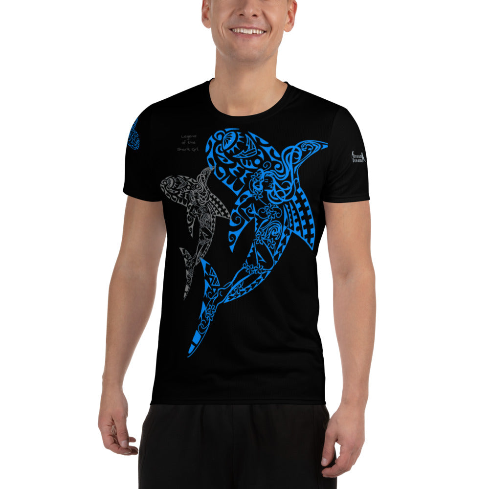 Legend of the Shark Woman All-Over Print Men's Athletic T-shirt