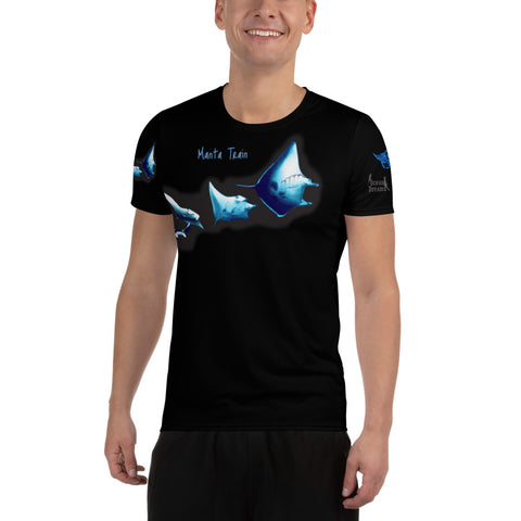 Manta Train design Double Blue MaxDri All-Over Print Men's Athletic T-shirt