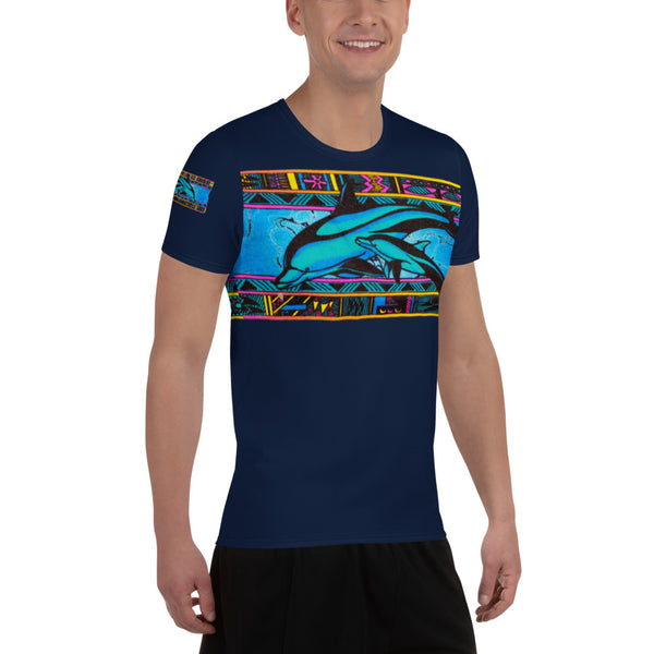 Dolphin Mother & Baby All-Over Print Men's Athletic T-shirt
